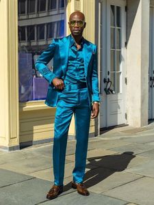 Shinny Satin abito da <span class=keywords><strong>uomo</strong></span> Slim Fit giacca giacca da <span class=keywords><strong>uomo</strong></span> per <span class=keywords><strong>uomo</strong></span> Costume Homme elegante abito da sposa 2 pz vestiti alla moda - Product Image 2