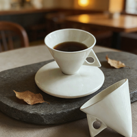 Tasses à expresso de luxe en porcelaine fine, ensemble de tasses à café noires pyramidales petites avec soucoupes, tasses à thé Demitasse, promotion écologique Europe