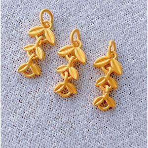จี้รูปรวงข้าวอัลลอยด์สีทองด้าน สำหรับทำต่างหู DIY อุปกรณ์ตกแต่งเครื่องประดับรูปใบไม้ประดับเพชร 011 - Product Image 1