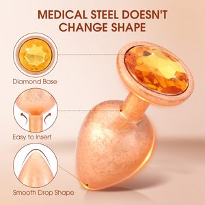 Maßgefertigte Großhandels-Analdehner Vaginale Masturbation Juwelen-Goldener Metall-Analplug Butt Plug Sets für Frauen Männer Erwachsenenspielzeug - Product Image 3