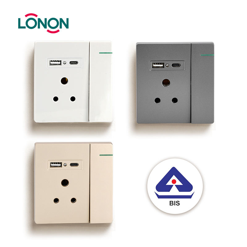 250V Modern Custom Indian Socket Wall Switches and Sockets Electrical