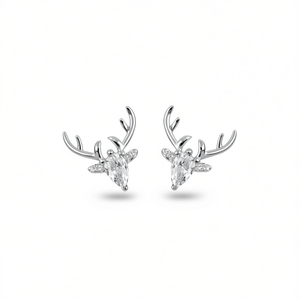 Boucles d'oreilles clous E3349 Cerf Doré, Cristal Taillé Marquise, Strass, Alliage de Zinc, pour Femme, Usage Quotidien, Design Animal Mignon - Product Image 1