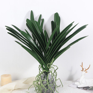 Feuilles artificielles en plastique, aspect réaliste, longues tiges, orchidées <span class=keywords><strong>Vanda</strong></span> suspendues pour la décoration de Thanksgiving et de Noël - Product Image 1