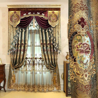 Rideaux occultants en polyester semi-occultants, brodés de jacquard floral exquis et élégants, sur mesure, style européen, pour bureau