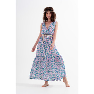 Vestido Largo sin Mangas con Estampado Floral en Verde - Product Image 6