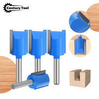 1/4'' 6mm Shank Blue Straight Router Bit Alat Pemotong Kayu Lapisan AlTiN Face Mill End Mill OEM