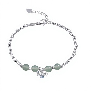 <span class=keywords><strong>Bracelet</strong></span> perlé en tungstène plaqué argent pour femme, style chinois, luxe léger, design de niche, imitation <span class=keywords><strong>jade</strong></span> Hetian, nouvelle collection - Product Image 1