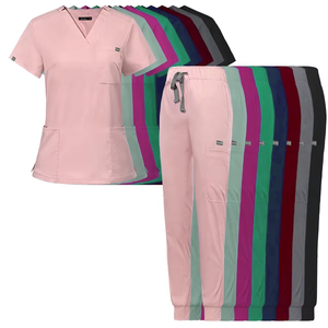 Tenues d'infirmière d'hôpital les plus vendues, nouvelles couleurs, lavables, respirantes, manches courtes, logo personnalisé, ensemble infirmière/<span class=keywords><strong>médecin</strong></span>, uniformes extensibles - Product Image 1