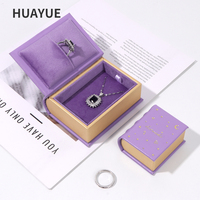 Boîte d'emballage de bijoux en forme de livre en cuir PU personnalisée Huayue, pour boucles d'oreilles et colliers
