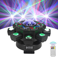 Projecteur de scène à tête mobile à huit bras, effet boule magique à lavage de couleur, 150W, avec télécommande, DMX 512, activé par le son, pour fêtes et clubs