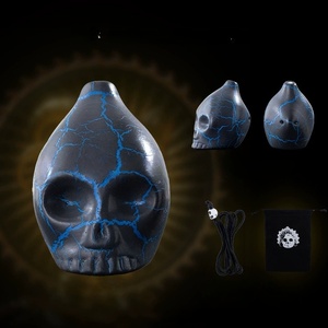 Silbato Azteca de Calavera Agrietada, Hecho a Mano de Arcilla, con Sonido de Grito de Fantasma, Multicolor, Regalo de Halloween con Cordón y Bolsa de Almacenamiento - Product Image 4