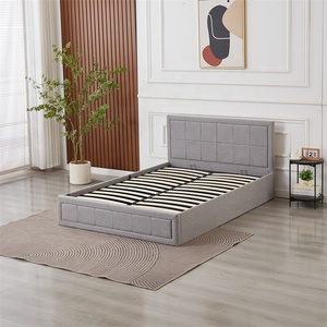 Cama Moderna Blanca con Elevación a Gas y Almacenamiento, Tapizada en Lino, Mueble Suave para Dormitorio con Estructura de Madera, Estilo Contemporáneo - Product Image 6