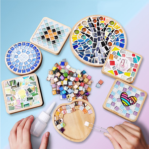Sous-verre en mosaïque de bambou fait main, kit de matériaux créatifs DIY, support de base pour dessous de pot avec collage adhésif, jouet ludique pour étudiants et enfants de maternelle - Product Image 4