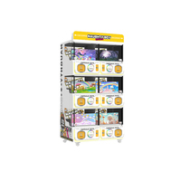 Distributeur automatique de jouets capsules à 3 niveaux et 6 unités, thème jaune, avec éclairage supérieur et roulettes mobiles, pour centre commercial, vente en gros, approvisionnement direct usine