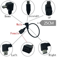 Mini Cable USB 2,0 de ángulo izquierdo de 90 grados, Cable de carga macho tipo A Mini B