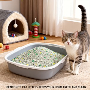 ODM OPM Küçük Parçacıklı Top Şeklinde Toksik Olmayan Kirlilik İçermeyen Yapışmaz Havuz Tozsuz Renkli Bentonit Kedi Kumu 5kg - Product Image 5