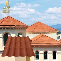 Tuiles de toit en métal revêtues de pierre, haute arche, ondulées, imperméables, résistantes à la chaleur, avec garantie à vie pour les villas