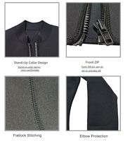 Combinaison en néoprène 2mm pour hommes et femmes Manteau à manches longues avec fermeture à glissière sur le devant Veste en néoprène pour la natation, la plongée et le surf