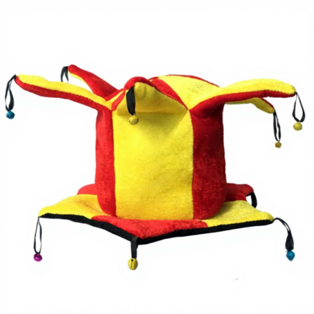 Nuevo sombrero de carnaval rojo y amarillo.