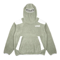 Sweat à capuche cagoule en polaire Sherpa bleu poudré personnalisé pour homme, chaud, hiver, masque intégré, colorblock, coupe oversize