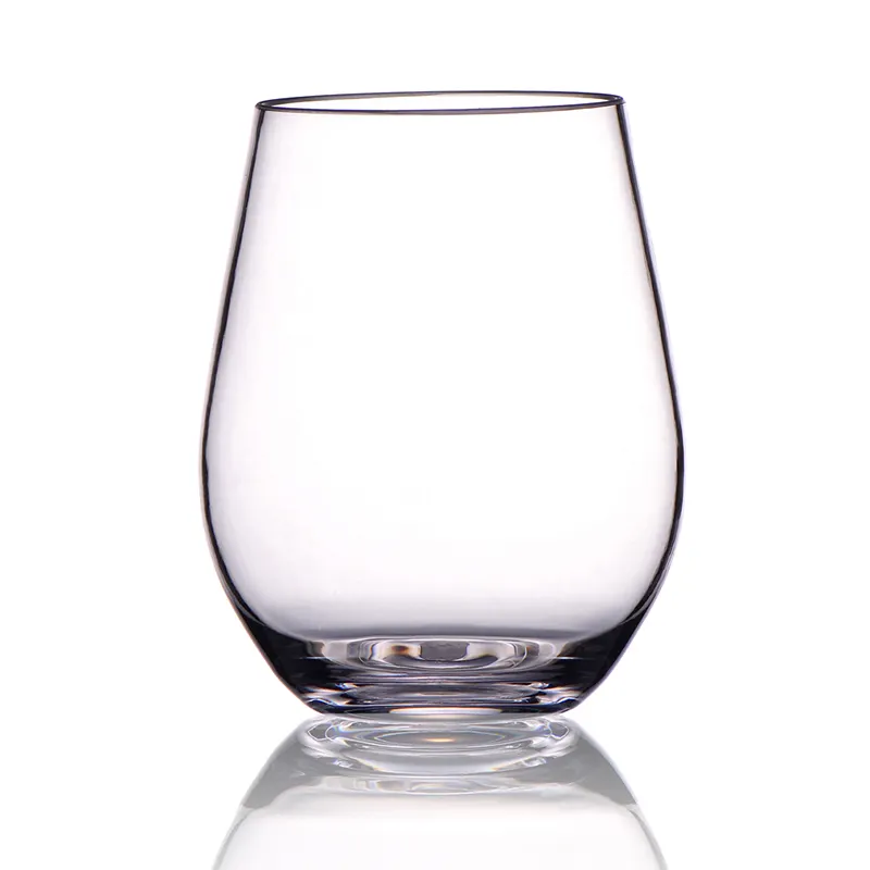 Unbreakable 100% Tritan Heavy Base Elegant Plastic Stemless Wine Glasses 20 oz