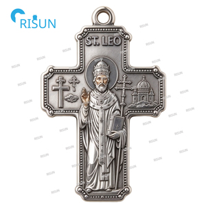 Collar con Colgante <span class=keywords><strong>de</strong></span> San León Magno, Patrón Religioso <span class=keywords><strong>de</strong></span> los Enfermos, Medallón Personalizado con la Imagen <span class=keywords><strong>de</strong></span> San León Magno - Product Image 4