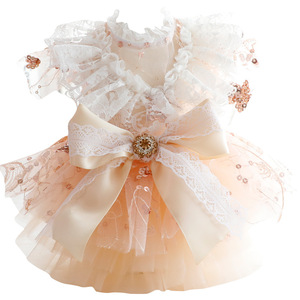 Summer Thin Cat Princess Dress Rose <b>Gold</b> Floral Polyester Skirt For Small Dogs Teddy Dogs Four Seasons Pet <b>Clothes</b> - Product Image 5