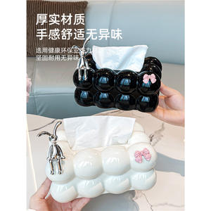 Boîte à mouchoirs de luxe avec mécanisme à ressort pour un retrait facile des mouchoirs, taille standard, matière pelucheuse, pour voiture et maison - Product Image 2