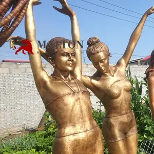 Bronze tanzende Mädchen Brunnen Lady Dekor Skulptur