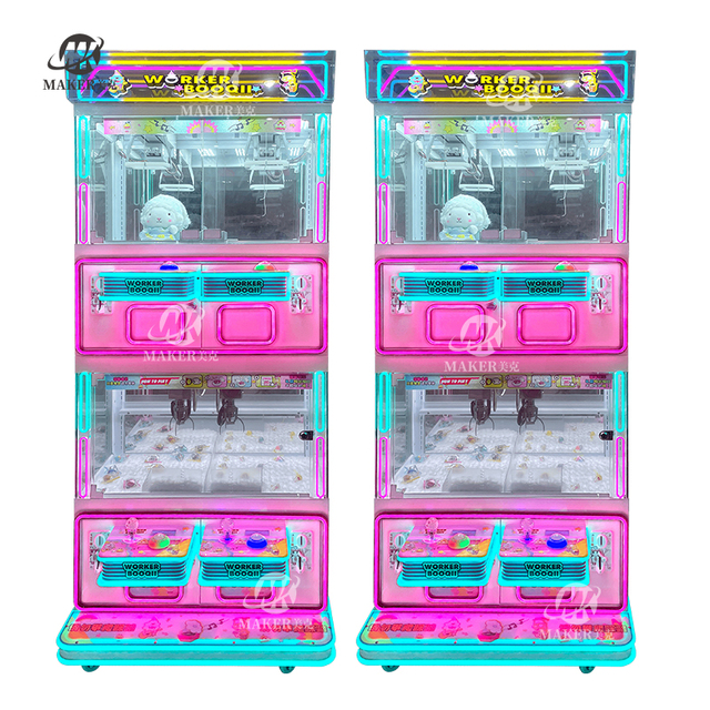MAKER 4 Players Cut Prize Machine and Claw Machine Arcade Toy Vending Attractive Lighting Metal Coin Operated Claw Machine