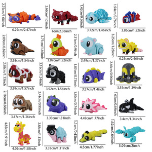 Ensemble de figurines d'animaux imprimées en 3D 2026, jouets articulés flexibles anti-stress, décorations mignonnes pour animaux de bureau, idéales pour les cadeaux de fête - Product Image 3