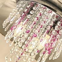 Lustre suspendu en cristal doré pour la décoration de la maison, luminaire intérieur à montage en surface avec ampoule remplaçable