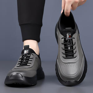 Nouvelles <span class=keywords><strong>chaussures</strong></span> de sport tendance en cuir de vache respirant pour hommes, antidérapantes, à semelle épaisse, décontractées, pour la course à pied et les voyages - Product Image 2