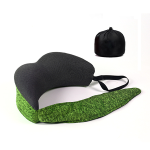 وسادة سفر جديدة رغوية نقية الذاكرة مناسبة للطائرات وسادة سفر مزودة بقلنسوة وقناع عين وسادة مساعدة للرقبة أثناء السفر - Product Image 3