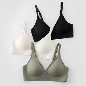 Soutien-gorge sans couture personnalisé 932 # Offre Spéciale soutiens-gorge sans couture pour femme sans fil glace soie amovible rembourré Bralette sans fil confortable