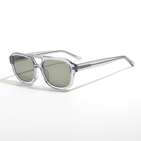 Lunettes de soleil de luxe unisexes pour hommes, marque 2024, aviation, en acétate, couleur écaille, monture carrée, verres verts CR39, protection UV400