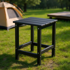 Mesa Auxiliar Cuadrada Negra de HDPE, 36x36x47 cm, Resistente a la Intemperie, Muebles de Camping para Exteriores, Diseño Minimalista - Product Image 2