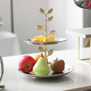 Bandeja moderna de plata de doble capa <span class=keywords><strong>para</strong></span> pasteles, ecológica, directa de fábrica, venta al por mayor, <span class=keywords><strong>platos</strong></span> <span class=keywords><strong>para</strong></span> servir y <span class=keywords><strong>platos</strong></span> de Metal <span class=keywords><strong>para</strong></span> cocina y restaurante - Product Image 4