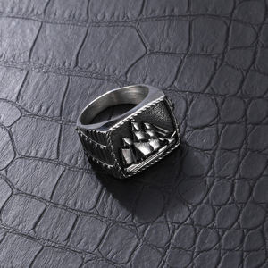 Anello Punk da uomo in acciaio inossidabile con disegno a barca all'ingrosso - Product Image 6