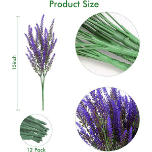 Fleurs artificielles d'imitation Sentai, 5 têtes de lavande rouge et violette, bouquet décoratif rustique pour la maison, le jardin et les jardinières. - Product Image 4