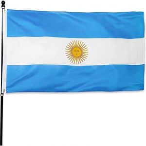 Drapeau national argentin en polyester à double couture, 3x5 pieds, couleurs vives, pour événements intérieurs et extérieurs, vente en gros - Product Image 1