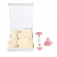 Coffret cadeau Kexin personnalisé de luxe en quartz rose Gua Sha et rouleau de jade avec fermeture magnétique