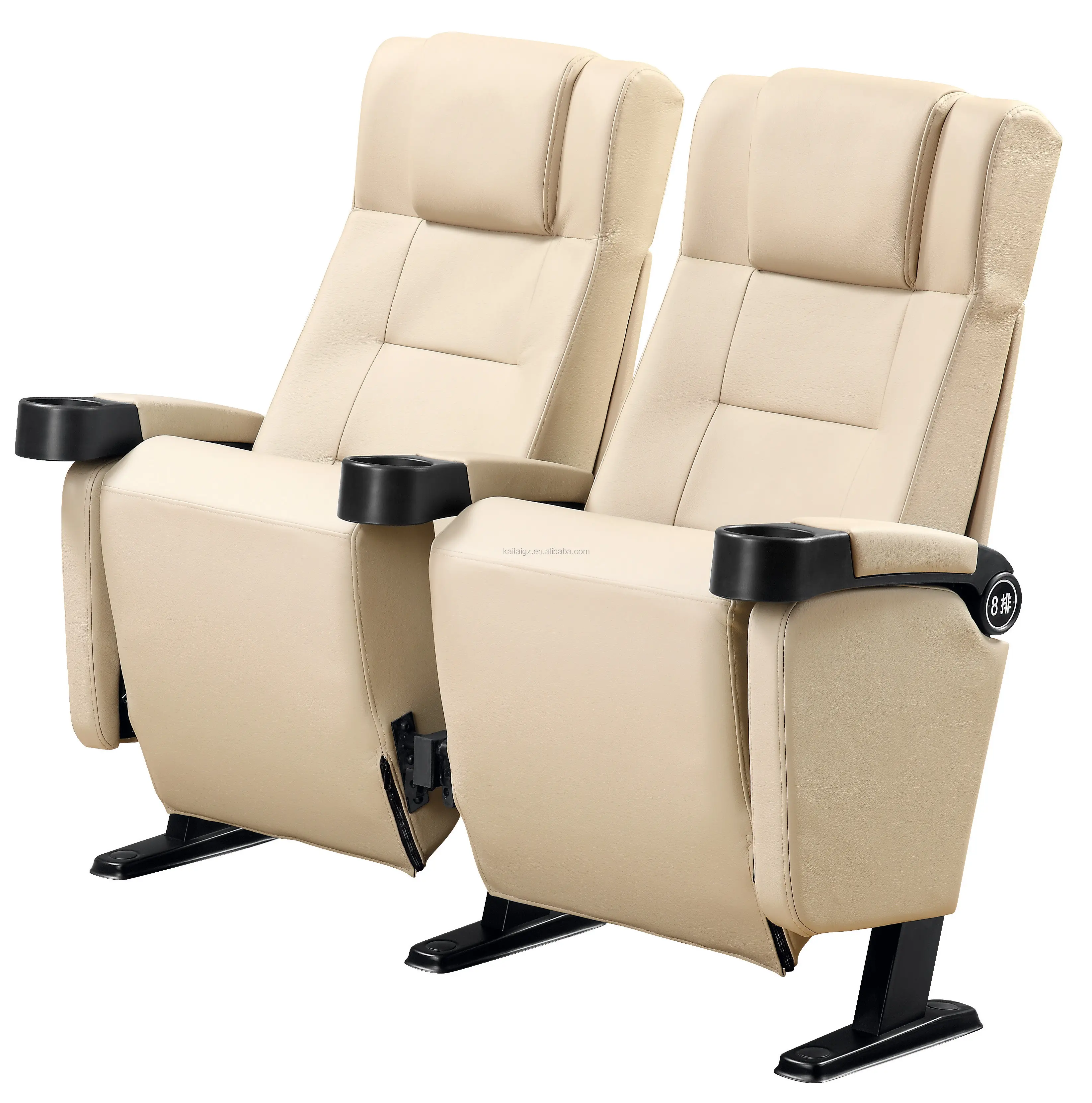 Commercial theater cinema seats home theater seating in PU leather with cup holder