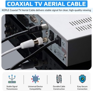 Connecteur coaxial Aérien F Mâle vers Câble RF M Mâle pour Satellite, TNT, Xfinity <span class=keywords><strong>TV</strong></span>, HDTV, DVB, DVD, Radio/<span class=keywords><strong>Cordon</strong></span> Coaxial - Product Image 5