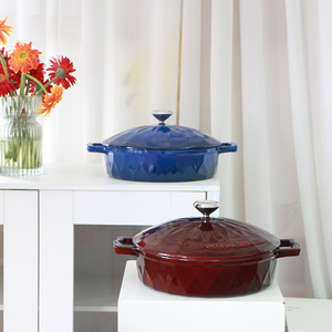 Ensemble de casseroles en fonte émaillée de la série Premium Diamond, <span class=keywords><strong>grande</strong></span> capacité, pour bouillons de fruits de mer et soupes, design de luxe léger, compatible avec tous les types de cuisinières - Product Image 2