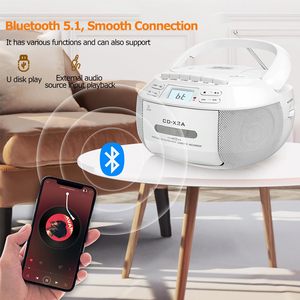 <span class=keywords><strong>Lecteur</strong></span> de cassettes et de <span class=keywords><strong>CD</strong></span> <span class=keywords><strong>portable</strong></span> avec <span class=keywords><strong>radio</strong></span> AM FM, Bluetooth, son stéréo, écran LCD pour cadeau à domicile - Product Image 5