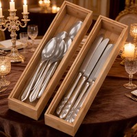 Boîte de rangement pour tiroir de cuisine en bambou, boîte de rangement pour vaisselle en bois, diviseur de tiroir profond multifonctionnel