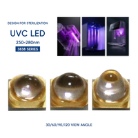 LED UV, LED UV-C, 3W, 110mW, 500mA, LED 270nm, 3838, 275nm, LED UV haute puissance, LED UV-C, 265nm, UVC