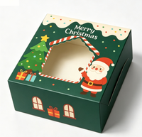Boîte à biscuits de Noël en forme de maison avec fenêtre, motif Père Noël mignon pour les cadeaux de fête de Noël, emballage de bonbons