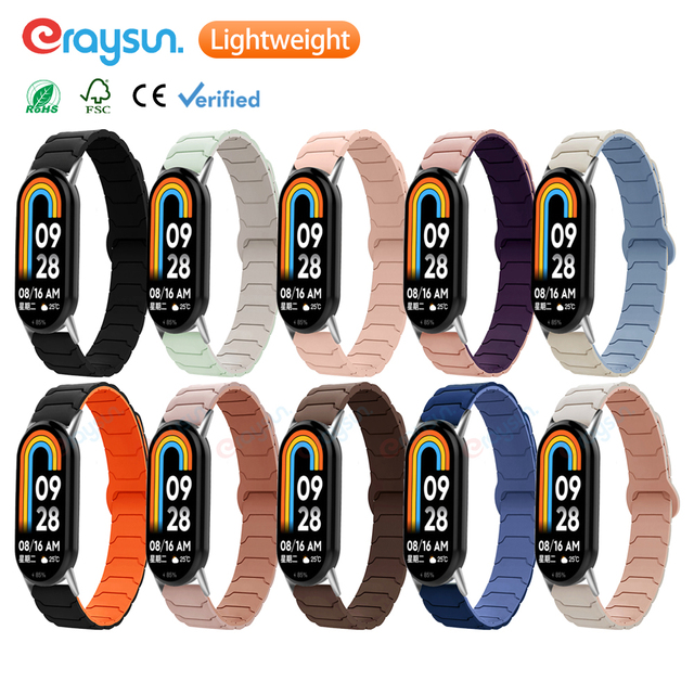 Soft Silicone Magnetic Strap for Xiaomi Mi Band 8 9 Luxury Sport Rubber Breathable Adjustable Watch Bands